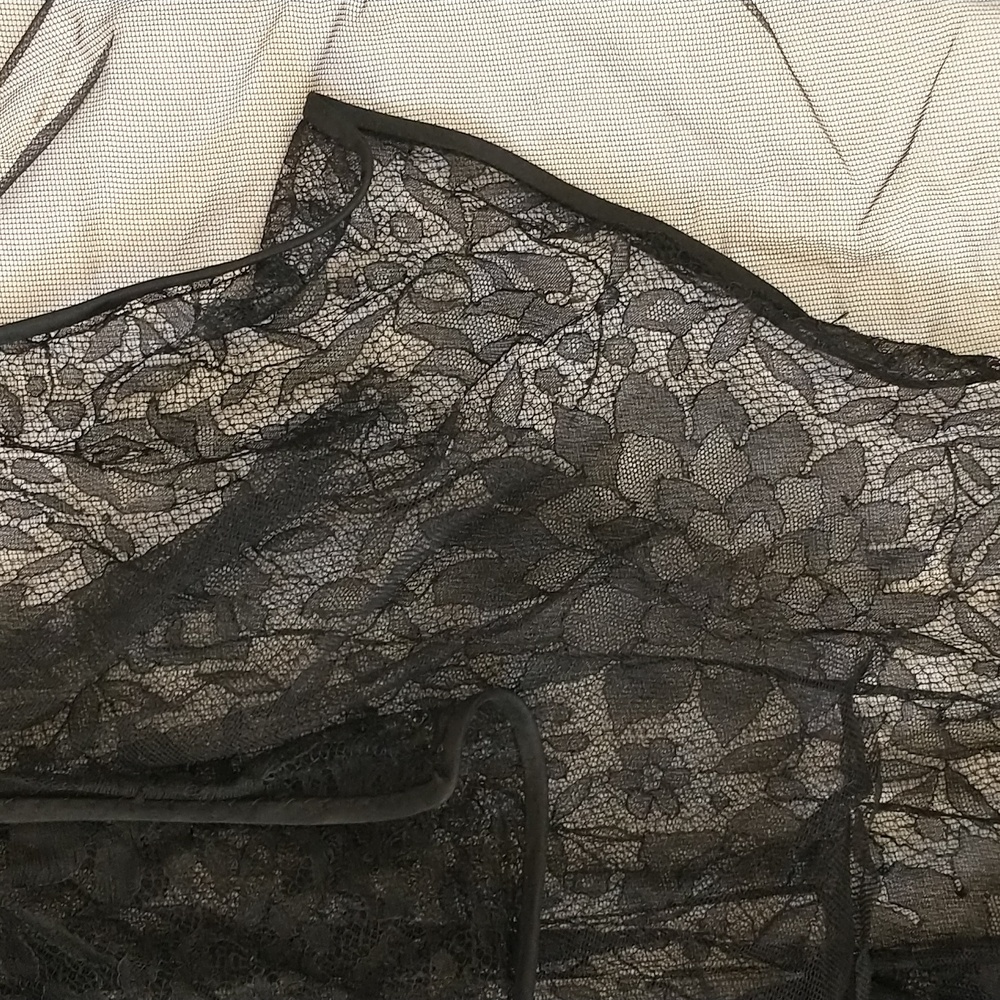 Antique Black Lace Over Dress Amazing Condition Ethereal Feminine Glam SeeMeasur - Picture 14 of 16
